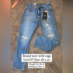Levi’s 501 original high rise straight jeans new with tags. Size 28 x 30.